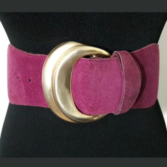 Express Accessories - Express Magenta Leather/Suede Wide Belt Sz Medium